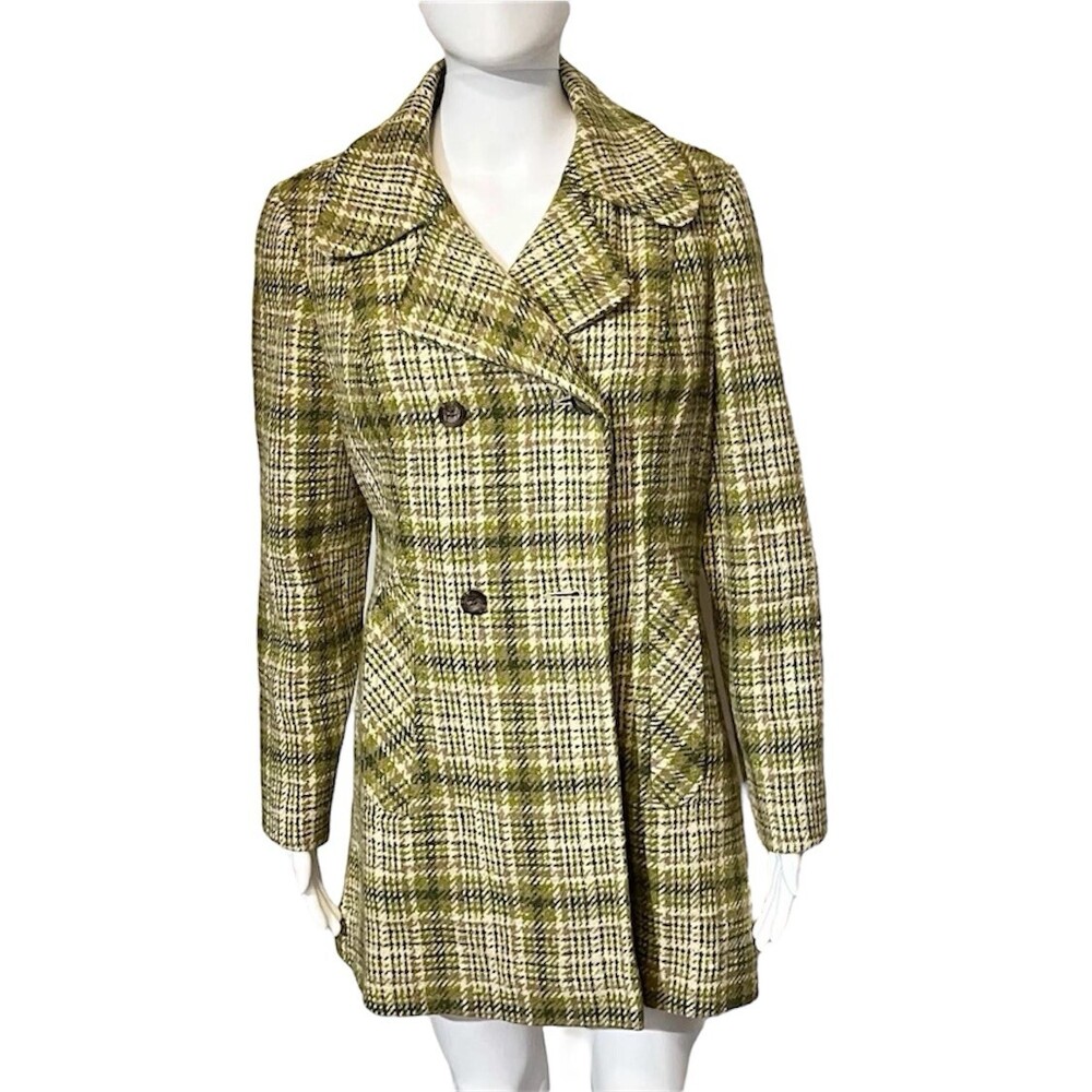 Vintage Pendleton Jacket Coat Womens 60s 70s Green Shadow Plaid Blazer